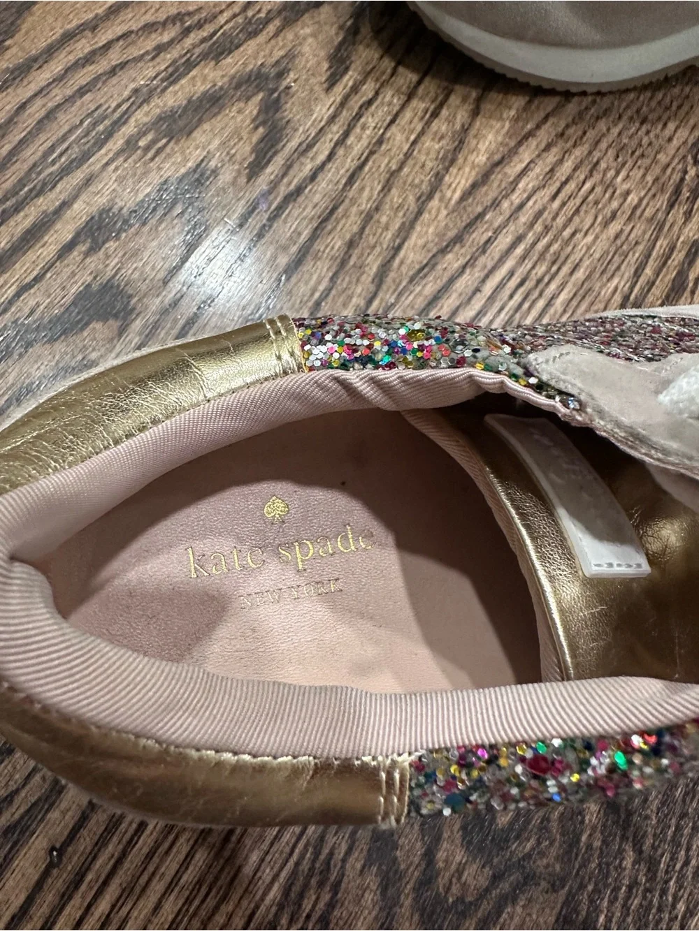 Kate Spade Glitter Multi-Color Low Top Sneakers with Gold Heel